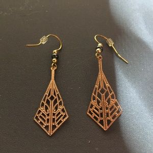 Bronze dangle earrings with shepherds hook